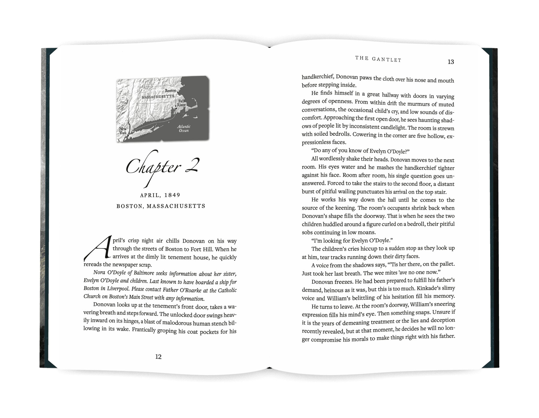 Book cover design, book interior design, typesetting, ebook conversion; print buying; and publishing services for The Gantlet by Mayfly book design and publishing services