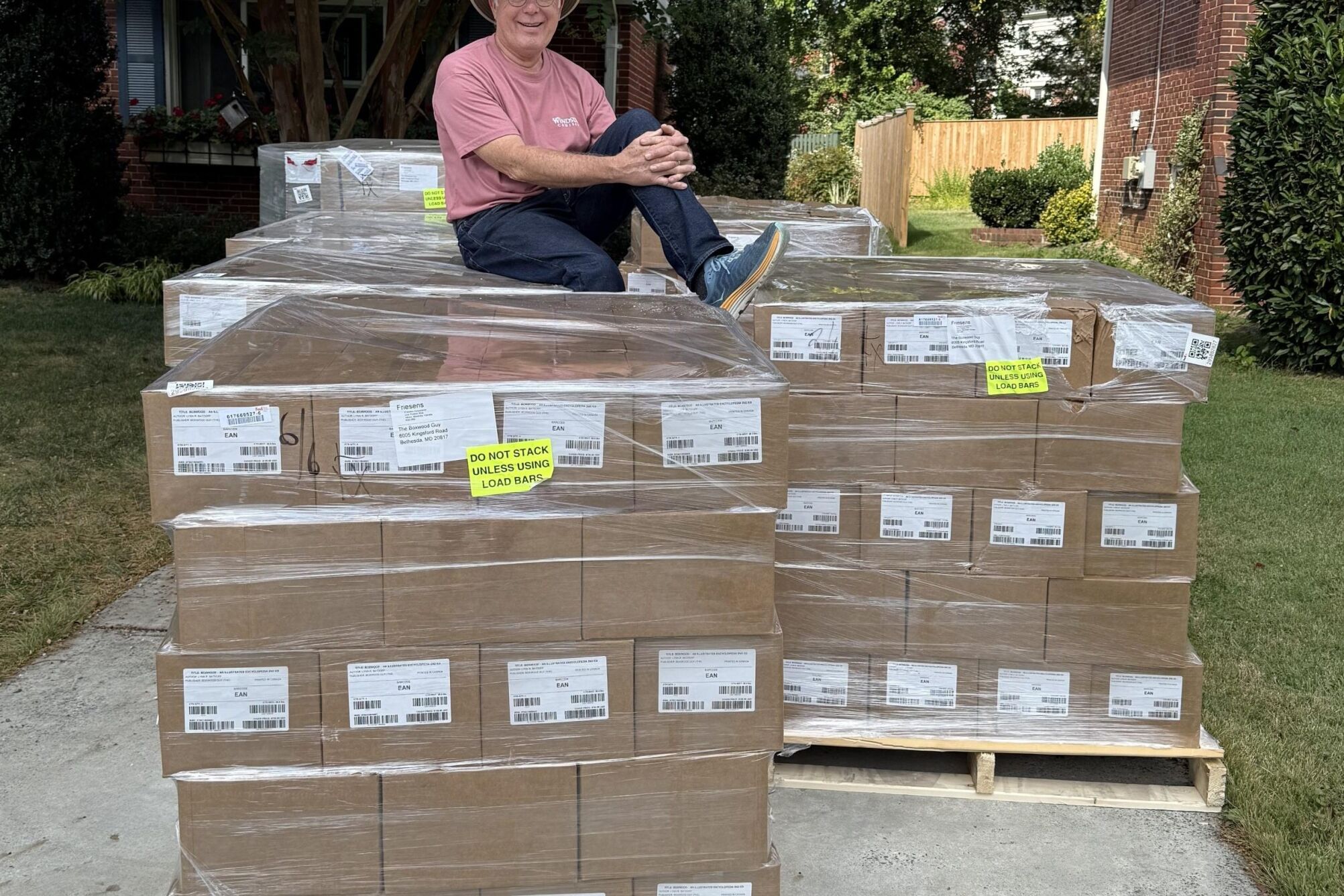 Author Lynn R. Batdorf with printed encyclopedias – large-format book project